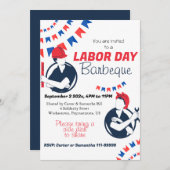 労働日BBQパーティー労働者の愛国心 招待状 (正面/裏面)