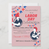 労働日BBQパーティー労働者愛国的な夏 招待状 (正面)