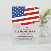労働日BBQパーティー労働者愛国的アメリカ国旗 招待状 (スタンド正面)