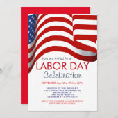 労働日BBQパーティー労働者米国国旗 招待状 (正面/裏面)
