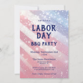 労働日BBQパーティー赤白青愛国心 招待状 (正面)
