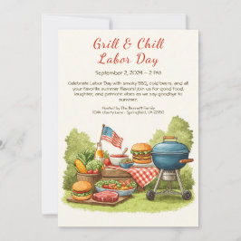 労働日BBQビール招待状- Patriotic Cookout 招待状