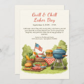 労働日BBQビール招待状- Patriotic Cookout 招待状 (正面/裏面)