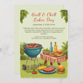 労働日BBQビール招待状- Patriotic Cookout 招待状 (正面/裏面)