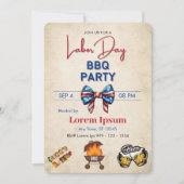 労働日BBQ招待状編集可能テンプレート 招待状 (正面)