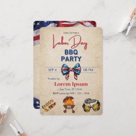 労働日BBQ招待状編集可能テンプレート 招待状