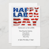 労働日BBQ招待（編集可能） 招待状 (正面/裏面)