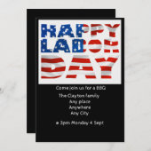 労働日BBQ招待(編集可能) 招待状 (正面/裏面)