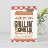 労働日BBQ、バックヤードバーベキュー、ホリデーBBQ 招待状 (スタンド正面)