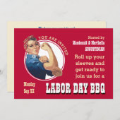 労働日BBQ Rosie Riveter 招待状 (正面/裏面)