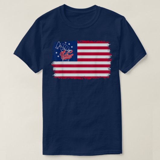 労働日Betsy Ross American Flag Workers Labor L Tシャツ (デザイン正面)