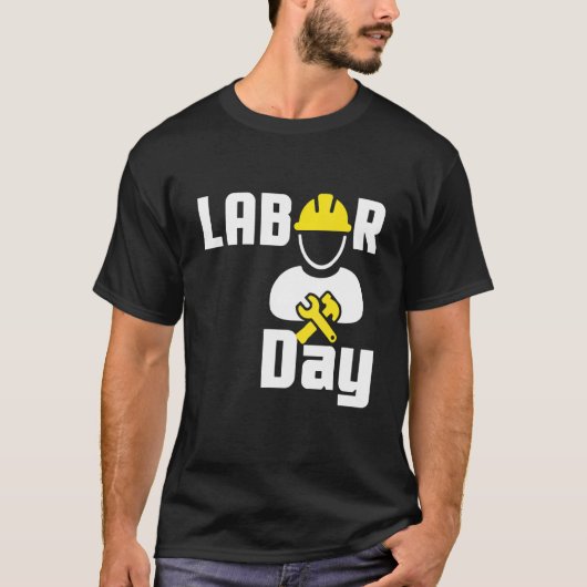 労働日Happy Union Worker Engineer Tools Tシャツ (正面)