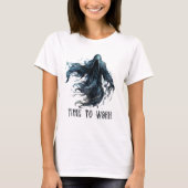 労働時間 死神 白 ハロウィン Tシャツ (正面)