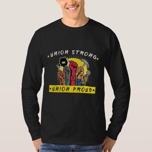 労働組合の強誇りを持った労日労働組合労働者 Tシャツ (正面)