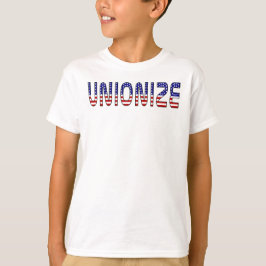 労働組合をアメリカの国旗の色で Tシャツ