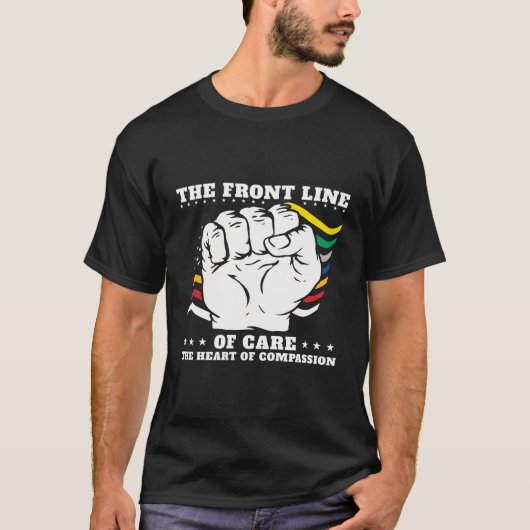 労働組合労働者の米国初動応援者フラグ労働日 Tシャツ (正面)