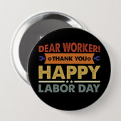 労働者さんへ 感謝を込めて 労働者の日 お疲れ様 缶バッジ (正面&裏面)