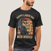 労働者の日おめでとう - 労働組合員 Tシャツ (正面)