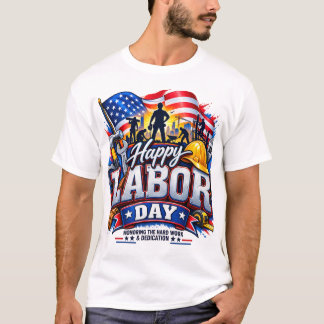 労働者の日おめでとう – 勤勉と献身 アメリカ愛 Tシャツ