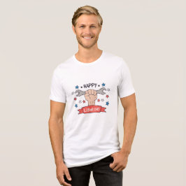 労働者の日のグラフィックバッジのカラーデザイン トライブレンドTシャツ