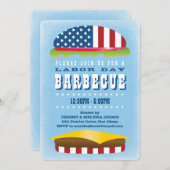 労働者の日の愛国心が強いハンバーガーのバーベキュー 招待状 (正面/裏面)