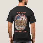 労働者の日の英雄、消防士の多様性と愛国心 Tシャツ (裏面)