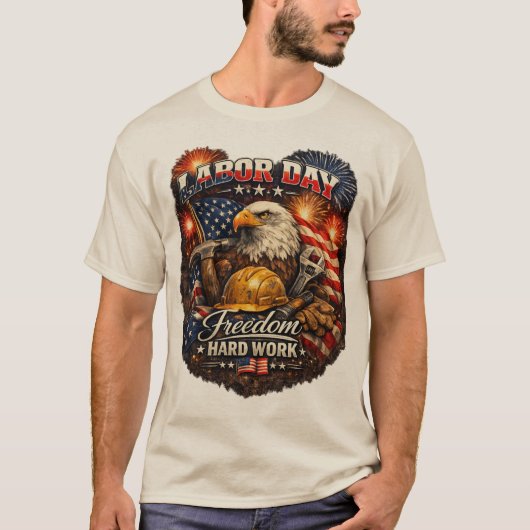 労働者の日の誇り - 勤勉な愛国心を称えるTシャツ Tシャツ (正面)
