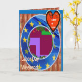 労働者の日の週末の挨拶状の好きでする仕事 カード (黄色い花)