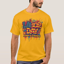 労働者の日 名誉と力 USAフラグTシャツ Tシャツ