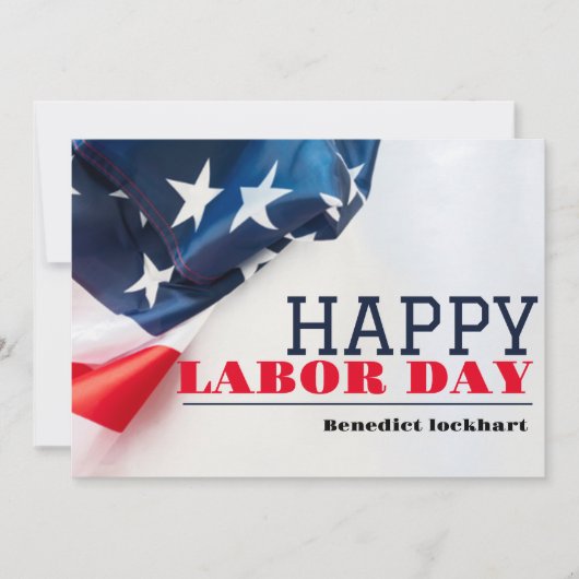 労働者の連帯と団結を祝う労働の日 アメリカの国旗とともに T サンキューカード (正面)