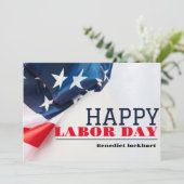 労働者の連帯と団結を祝う労働の日 アメリカの国旗とともに T サンキューカード (スタンド正面)