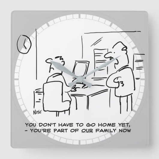 労働者は彼が今オフィス家族の一員であると言った スクエア壁時計 (正面)
