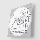 労働者は彼が今オフィス家族の一員であると言った スクエア壁時計 (傾斜)