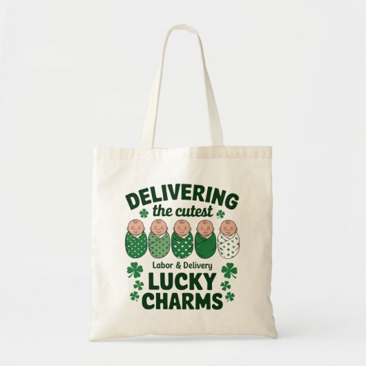 労働&デリバリーラッキーチャームナースシャムロック トートバッグ (正面)