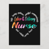 労務ナースハートワードクラウドウォーター色 シーズンポストカード (正面)