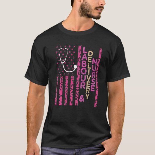 労務ナースヒョウ印刷ピンクUSA P Tシャツ (正面)