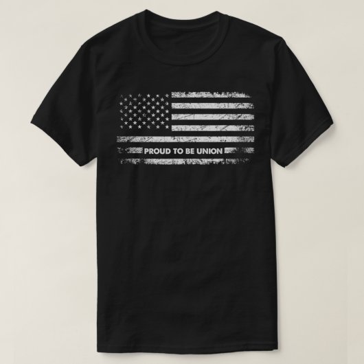 労誇りを持った働組合米国旗 Tシャツ (デザイン正面)