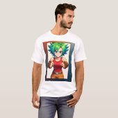 勇ましい戦士の少女 – アニメの戦士アート Tシャツ (正面フル)