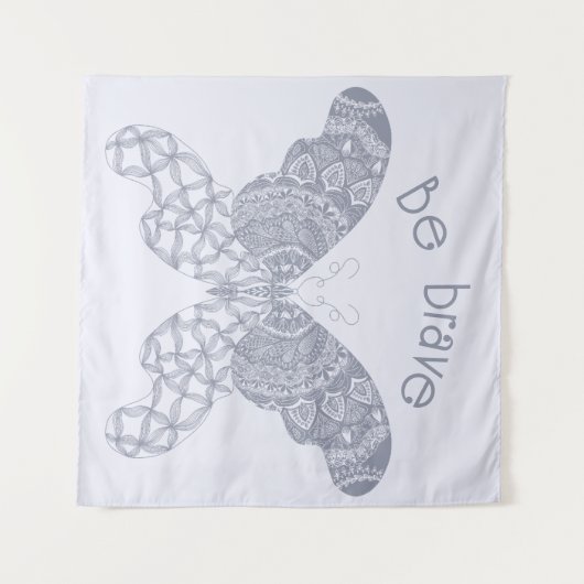 勇敢である | Blue Boho Butterfly タペストリー (正面(横))