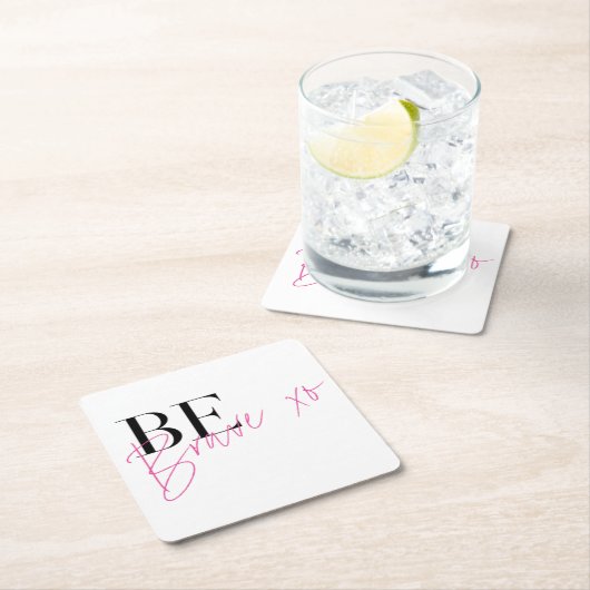 勇敢であ前向きるやる気を起こさせる感動的 スクエアペーパーコースター (インサイチュ)