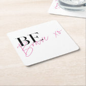 勇敢であ前向きるやる気を起こさせる感動的 スクエアペーパーコースター (アングル)