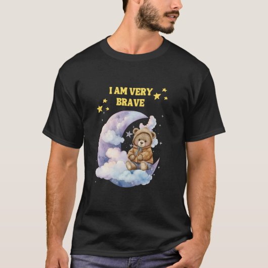 勇敢です 私はとても勇敢なテディベア 月 かわいい Tシャツ (正面)