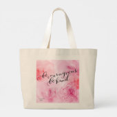 勇敢で優しいバラアートを手に入れる ラージトートバッグ (裏面)