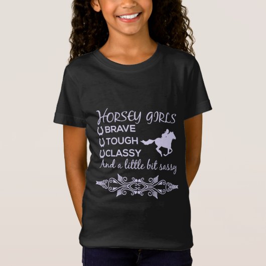 勇敢で堅苦しい馬の女の子Tシャツ Tシャツ (正面)