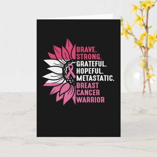 勇敢で強い感謝の乳がん認識度 カード (黄色い花)