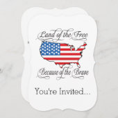 勇敢で愛国心が強い米国のために自由のの土地 招待状 (正面/裏面)