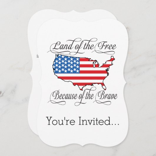 勇敢で愛国心が強い米国のために自由のの土地 招待状 (正面/裏面)