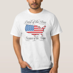 勇敢で愛国心が強い米国のために自由のの土地 Tシャツ