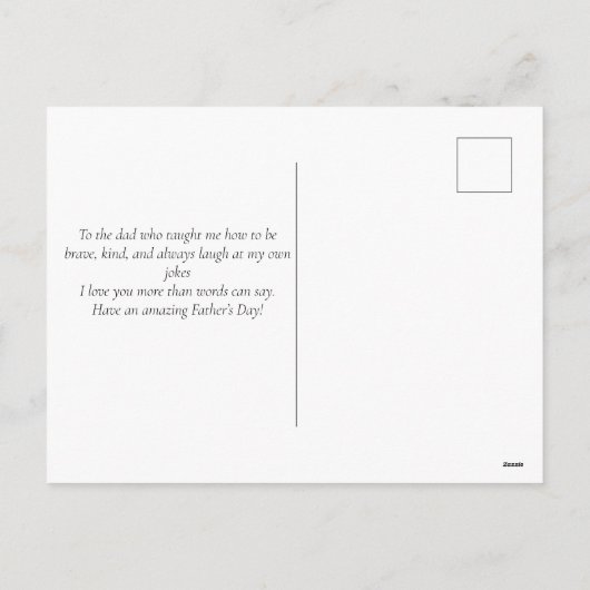 勇敢で親切おもしろいで – 心のこもった父の日の私 シーズンポストカード (裏面)