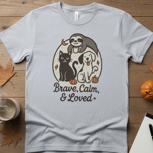 勇敢で、穏やかで、愛されている — かわいい動物トリオのハロウィン Tシャツ